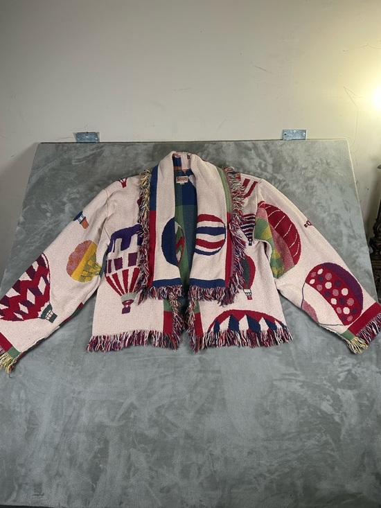 Ladyhawke Jackets & Blazers - Fringed Multicolor Hot Air Balloon blanket Bomber Jacket